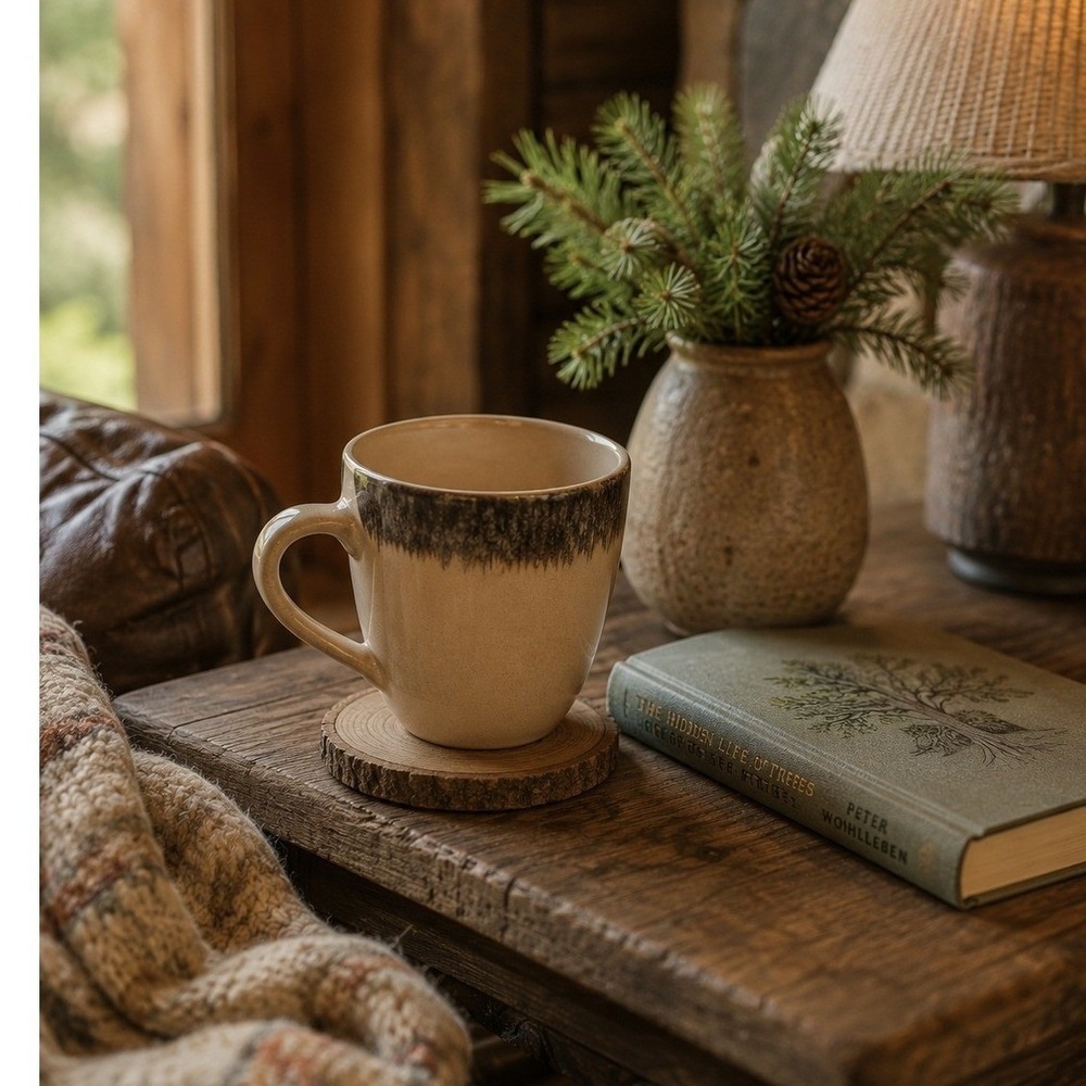 Crate & Barrel Scavo Mug Rustic Stoneware Coffee Cup Brown Drip Glaze